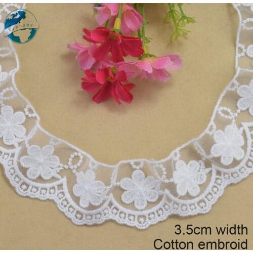 3.5cm width white lace cotton embroidery lace french lace ribbon fabric guipure diy trims warp knitting sewing Accessories#4133