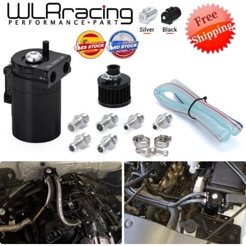 FREE SHIPPING Baffled Aluminum Oil Catch Can Reservoir Tank / Oil Tank With Filter Universal WLR-TK64