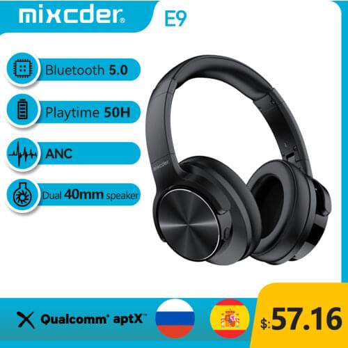 Mixcder E9 ANC Active Noise Cancelling Bluetooth Headphone Wireless Headset HiFi Deep Bass with Mic for Smartphone