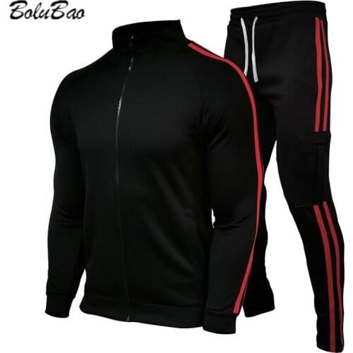BOLUBAO Autumn Fashion Men Tracksuit Zipper Jacket+Pant Color Matching 2 Pieces Suit Outdoor Jogger Sportswear Sets Male