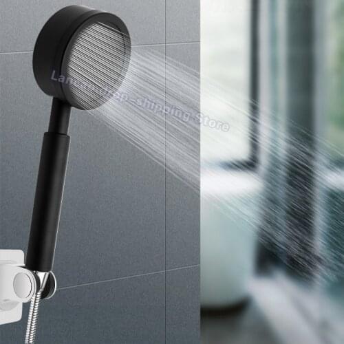 Black Stainless Black Shower Head High Pressure for Bathroom Water Saving Rainfall Brushed Shower Head Hose Holder Set