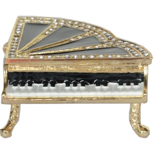 Black Piano Keepsake Box Crystal Bejeweled Jewelry Box Enameled Trinket Box Figurine Collectible Gifts