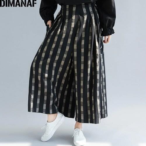 DIMANAF Women's Plaid Trousers