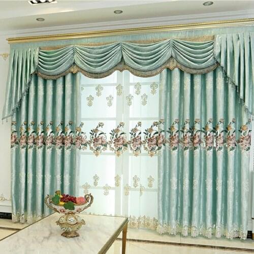 European Style Curtains for Living Dining Room Bedroom Modern Embroidered Curtains Tulle Curtains Finished Product Customization