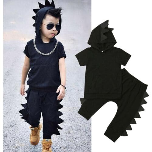 Pudcoco Dionaurs Kids Clotnes 2pcs Toddler Baby Boy Hoddie T-shirt Top+Long Pants Trousers Casual Cotton Outfit Clothes Set 1-5T