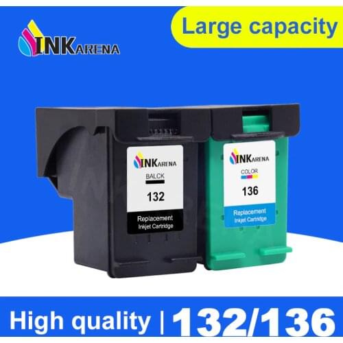 INKARENA Refill Ink Cartridges Replacement For HP 132 136 Cartridge Photosmart C3100 C3180 C3183 Officejet 6310 psc 1513 Printer