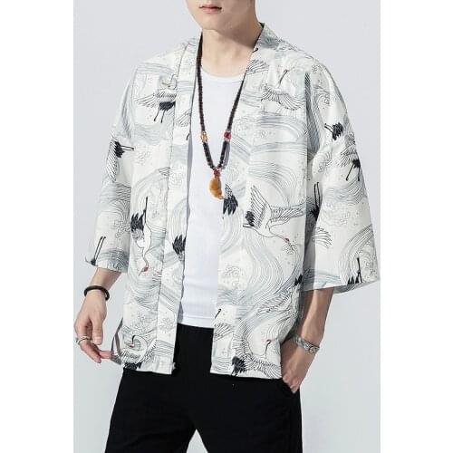 2020 Original Men Japan Style Kimono Cardigan Shirt Coat Traditional Loose Printing Fashion Casual Thin Jacket Summer Outerwear