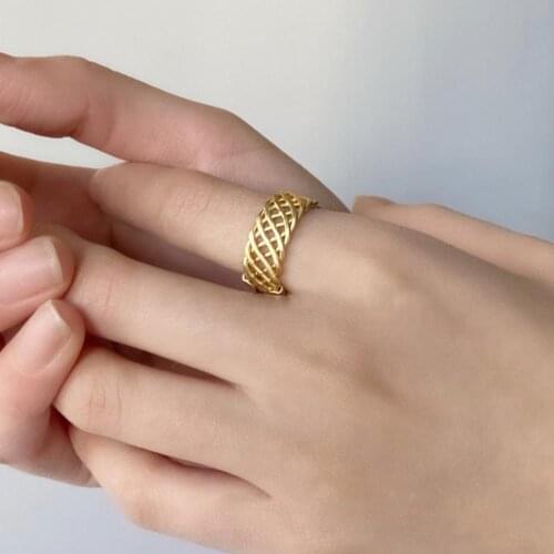 New Trend Big Wide Chain Matte Gold Silver Color Finger Ring For Women Men Adjustable Size Personality Ring Jewelry Gift