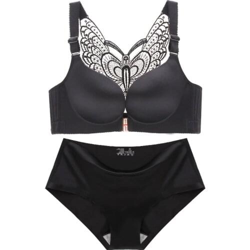 Large Bra Front Button Underwear Suit for Women Fat MM cup 200 kg Underwear Suit without Steel Bracket on Beautiful Back bra+set