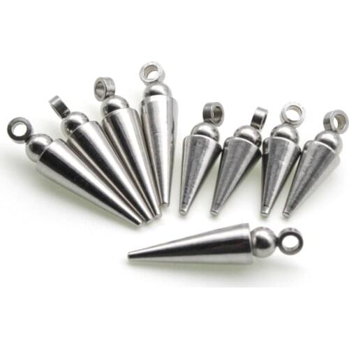 10pcs/lot Stainless Steel Circular Cone Charms Bracelet Pendant Necklace Connectors Handmade Bullet Charms for Jewelry Making