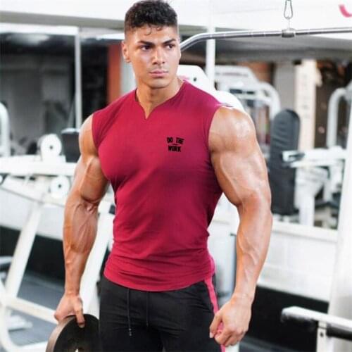 New Mens Workout Casual Tank Top Musculation Gym Clothing Breathable Bodybuilding Fitness Singlets Sports Sleeveless V-Neck Vest