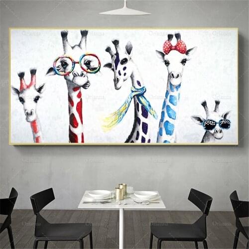 Cute Cartoon Giraffes Poster Colorful Giraffe Animal Family Poster and Prints on Canvas Wall Art Picture for Living Room Cuadros