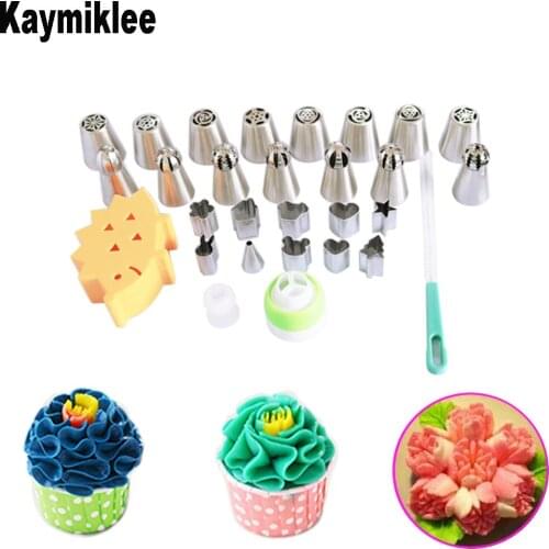 KAYMIKLEE 29PCS/SET Nozzle Pastry Cake Pastry Icing Tips Set Stainless Steel Cake Decorating Tools CS029