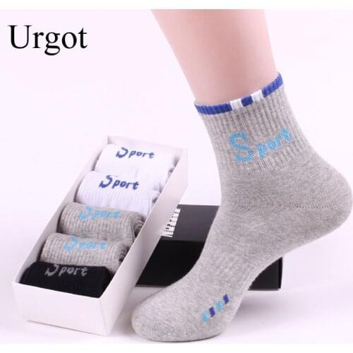 Urgot 5 Pairs Spring Autumn Middle Tube Mens Socks Wholesale Mens Sports Cotton Deodorant Sweat-Absorbent Business Socks Meias