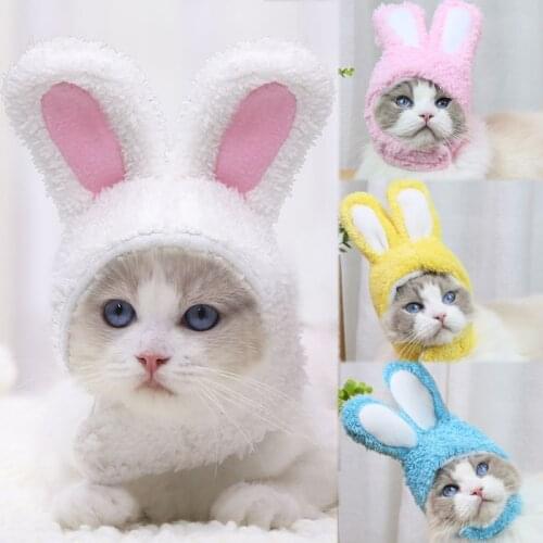 New Funny Pet Dog Cat Cap Costume Warm Rabbit Hat New Year Party Christmas Cosplay Accessories Photo Props Headwear