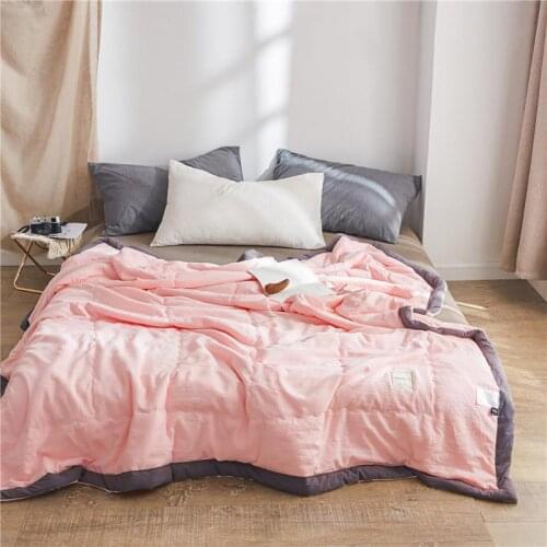 Simple style Pure Color Summer Quilt Bedspread Blanket pink Comforter soft Bed Cover Twin full Queen Quilting girls bedclothes