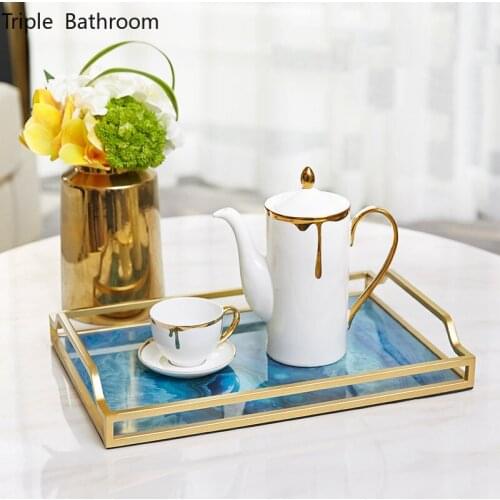 Light Luxury Glass Storage Tray Bathroom Accessories Restroom Desktop Wash Supplies Shelf Holder Cosmetic Jewelry Organizer