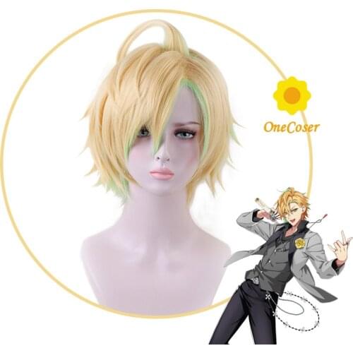 Division Rap Battle Hypnosis MIC DRB Hifumi Izanami Cosplay Short Yellow Wig Heat-resistant Fiber Hair + Wig Cap Party Men