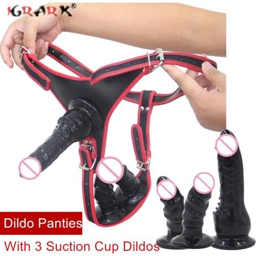 Relastic Three Dildos Panties Wearable Strap On Penis Sex Toys for Adults Woman Lesbian Couple Strapon Anal Plug Erotic Products