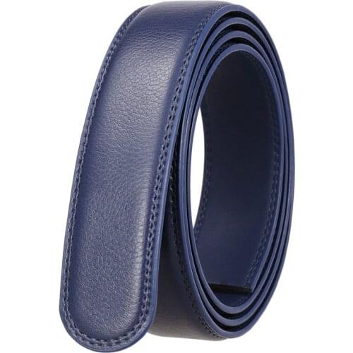 LannyQveen belt strap blue color 35mm mens automatic belts without buckle leather belt wholesale free shipping