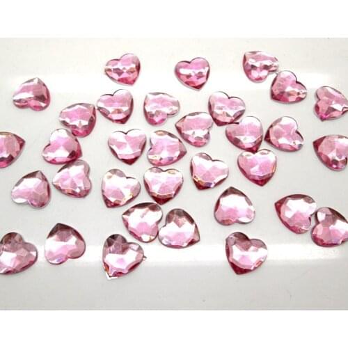 200Pcs Pink Acrylic Heart Decoration Crafts Flatback Cabochon Scrapbooking Fit Phone Embellishments Diy Beads Accessories