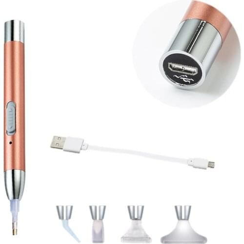 DIY Nails Painting Craft LED Lighting Point Drill Pen 5D Diamond Painting USB Rechargeable Embroidery Painting Accessories Suit