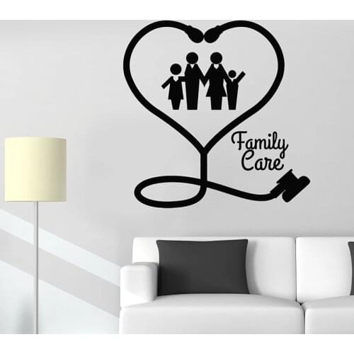 Family Care Wall Decal Healthy Clinic Hospital Medical Institution Interior Decor Vinyl Window Stickers Stethoscope Mural E740