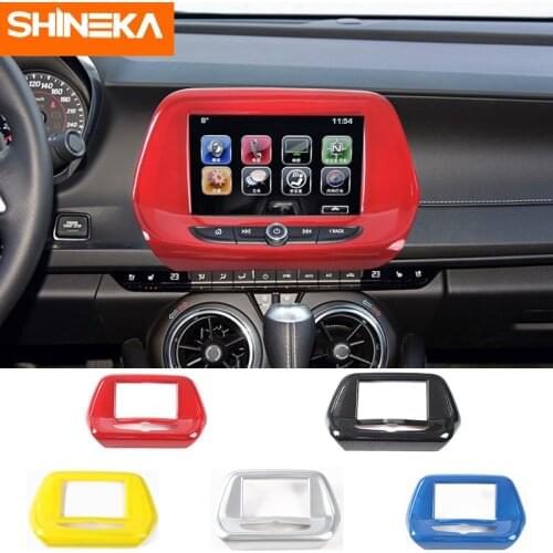 SHINEKA ABS Small Screen 7" GPS Navigation Panel Frame Video Ring Trim Cover Decoration Stickers For Chevrolet Camero 2017