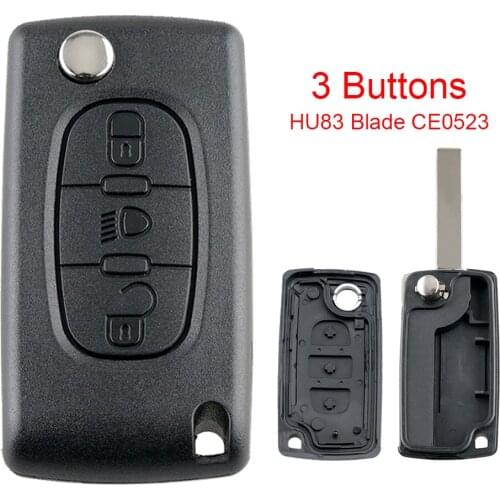 2 Buttons Entry Replacement Flip Folding Car Key Shell Remote Car Key Cover with Uncut Blade Fit for Citroen C2 C3 C4 C5 C6