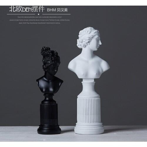BLACK WHITE NORDIC RESIN GIRLS FIGURINE VINTAGE STATUE HOME DECOR CRAFTS ROOM DECORATION OBJECTS ORNAMENT RESIN LADY FIGURINES