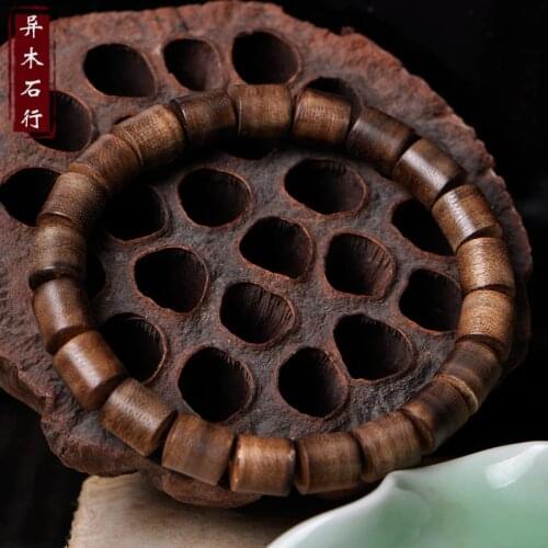 High-grade Agarwood Buddha 8*9mm Beads Bracelets for Men Women Buddhism Handmade Jewelry Stretch Barrels Beaded Wooden Bangle