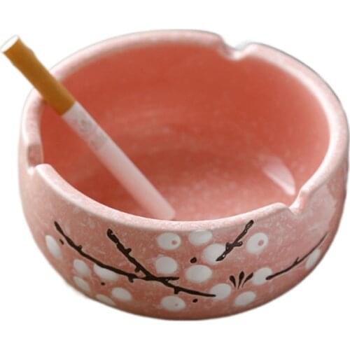 Japanese Style Ceramic Ash Tray Flower Pattern Ashtray Smoking Holder for Office Household Living Room Use Home Decor