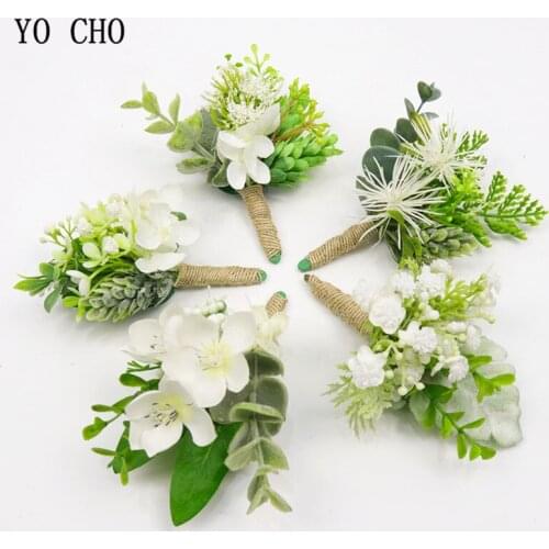 YO CHO Wedding Flower Corsage and Boutonniere Drop Shipping Groom Boutonniere Men Brooch Party Prom Meeting Wedding Decorations