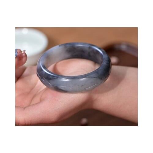 Zheru Jewelry Natural Hetian Jade Black Two-tone 54-64mm Bracelet Elegant Princess Jewelry Best for Mom and Girlfriend