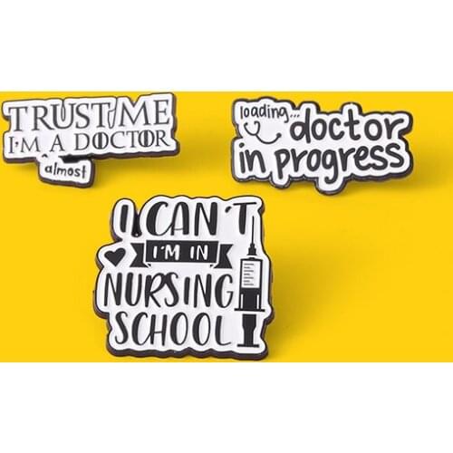 Funny Sentence Enamel Pin "Doctor in Progress" Brooches Decoration on Hat Backpack Clothes Badge Gift for Women Men Custom