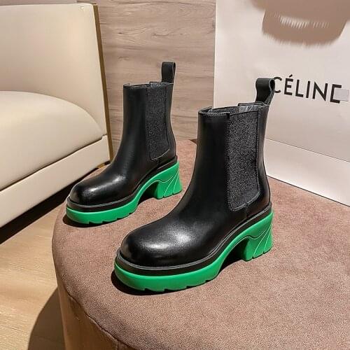 2021 High-heeled Thick-heeled Womens Boots, Knee-length Round Toe, Casual Thick-soled Large Size Ladies Elastic Boots