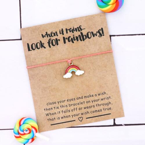 Rainbow Wish Bracelet Rainbow Style Friendship String Bridge Bracelet Rainbow Jewelry for Women Men Friend Wish Jewelry Gift