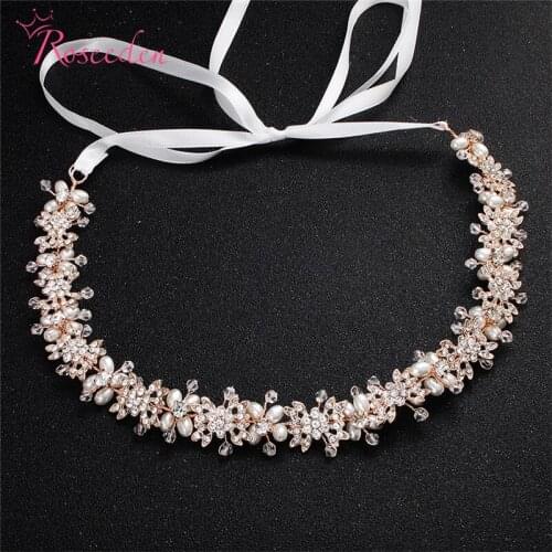 Luxury Clear Crystal Bridal HairVine Pearls Wedding Hair Jewelry Accessories Headpiece Headband 3colors RE3366