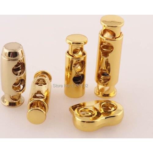 10pcs alloy Cord Locks double barrel toggle gold color Cord End Adjuster Stopper for paracord Clothes Garment bag accessories