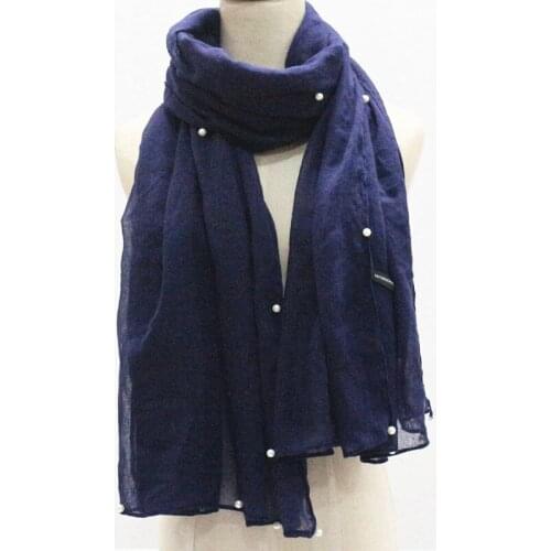 100pcs/lot) Hot sale Wholesale Fashion Pearl Scarf Plain solid beads shawl Soft viscose scarves Ladies Pearls muslim scarf Wrap