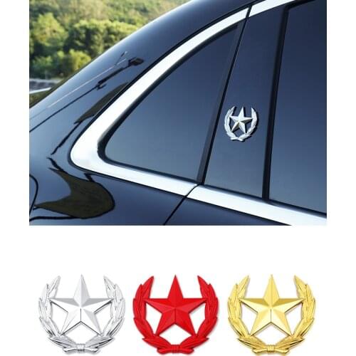 1X Five-pointed Star Car Sticker Logo Emblem Badge Car Sticker For Universal Motorcycle Decorative Accessories Car Styling