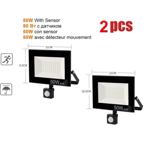 2 pcs 220V 10-100W LED FloodLight Spotlight Exterior Street wall reflector LED Light led PIR Motion Sensor Lamps Garden Energy L