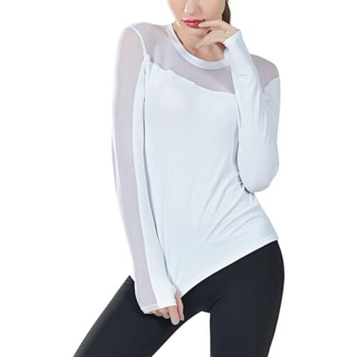 2019 Women Fitness Gym Yoga Running T-Shirt Long Sleeve Quick-Dry Active Sport Top Stretch Slim Tops Gym Sport Yoga Tops