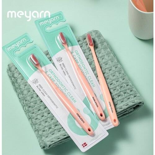 MEYARN Orthodontic Toothbrush Concave Convex Brush Head Soft Brush For Dental Implants For Orthodontic Braces 3Pieces