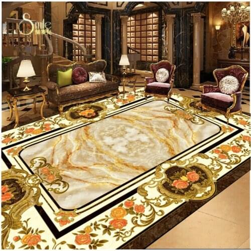 3d floor painting wallpaper European style marble floor painting 3d wallpaper pvc 3d flooring