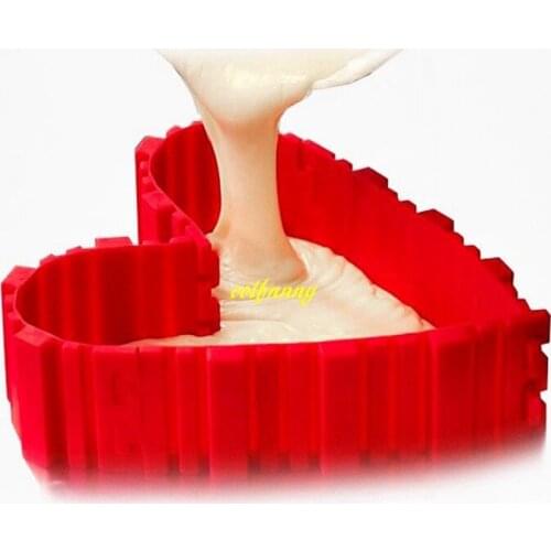 50sets/lot 4Pcs/set DIY Magic Silicone Bakeware Square Round Heart Shape Cake Baking Mold Bake Snake Baking Pastry Tools