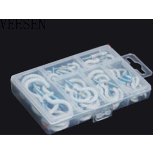 70pcs Plastic Cup Screw Hook Jewelry Holder Plastic And Iron For Hanging Lights Curtains Furniture Hook Assort Kits