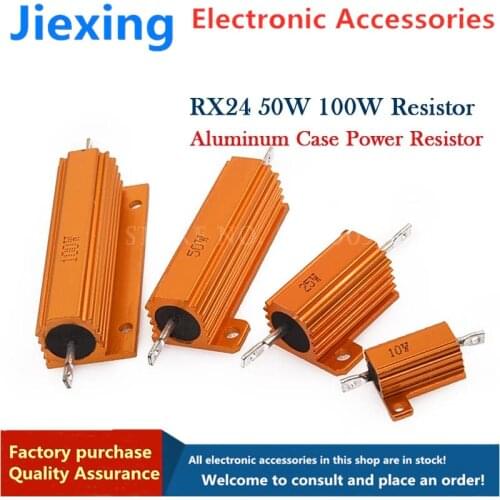 50W 100W Aluminum Power Metal Shell Case Wirewound Resistor 0.01R ~ 100K 1 6 8 10 20 200 500 1K 10K ohm resistance RX24 Igmopnrq
