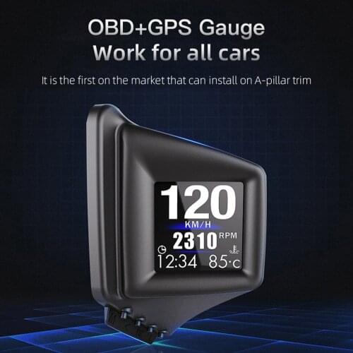 Car Digital Head-up Display OBD GPS Dual System Hud GPS Speedometer 2 Inches LCD Overspeed Alarm Car Speed Projector
