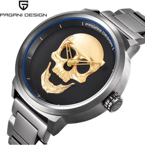 Reloj Hombre PAGANI DESIGN Brand Military Quartz Watches Men Luxury Fashion Retro Punk 3D Skull Watch Man Halloween Gift For Man